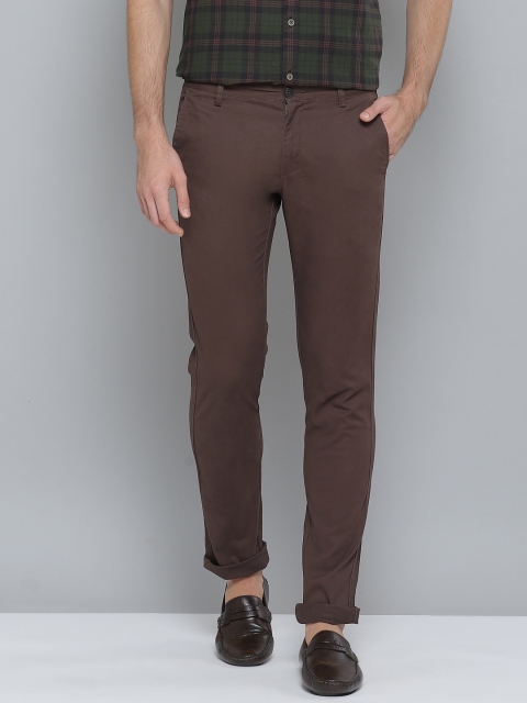 

Indian Terrain Men Brown Solid Brooklyn Slim Fit Chinos Trousers