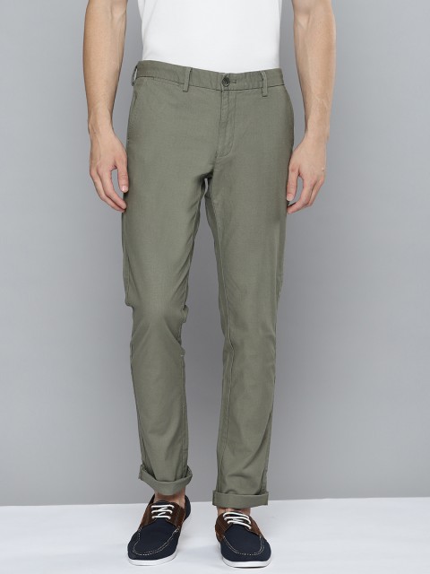 

Indian Terrain Men Olive Green Brooklyn Slim Fit Trousers