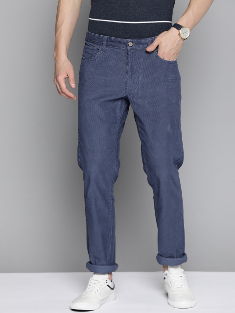 

Indian Terrain Men Blue Solid Brooklyn Slim Fit Corduroy Trousers