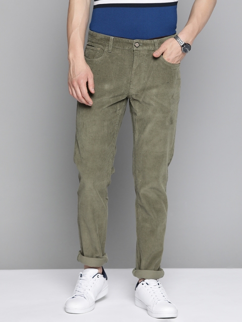 

Indian Terrain Men Olive Green Brooklyn Slim Fit Corduroy Trousers