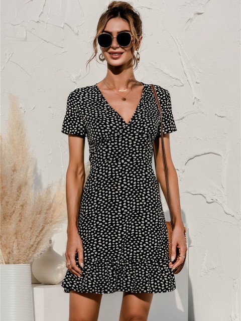 

URBANIC Black & White Animal Print Mini Fit & Flare Dress