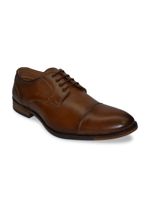 

IMPERIO Men Tan Solid Leather Formal Brogues