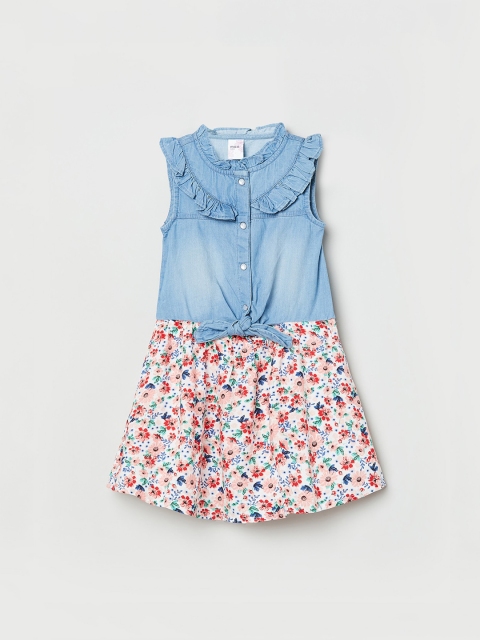 

max Off White & Blue Floral Cotton Fit and Flare Dress