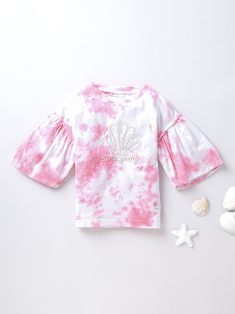 

Ed-a-Mamma Pink & White Tie and Dye Regular Top