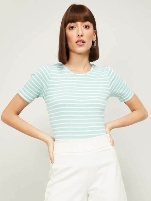 

Bossini Green & White Striped Knitted Regular Top