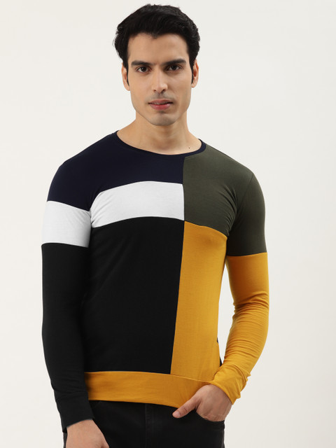 

GESPO Men Multicoloured Colourblocked T-shirt, Multi