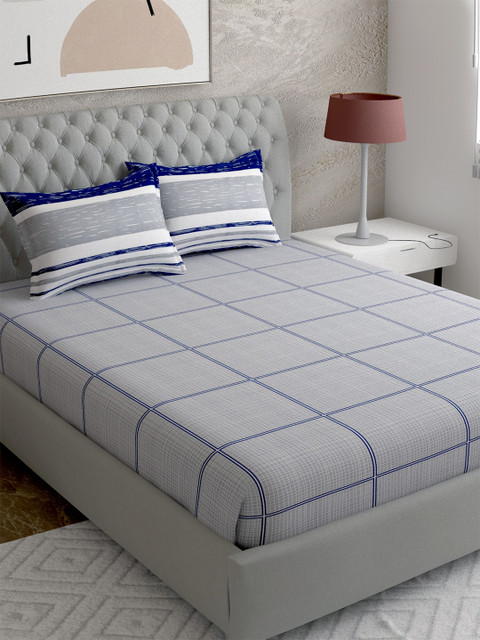 

EverHOME Multicoloured Geometric 144 TC Queen Bedsheet with 2 Pillow Covers, Multi
