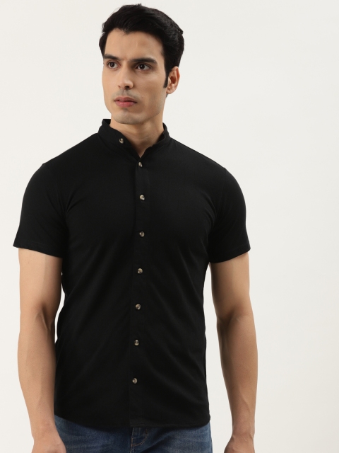 

GESPO Men Black Comfort Cotton Opaque Casual Shirt