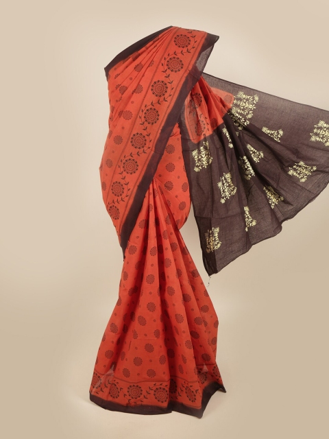 

Pothys Rust & Brown Ethnic Motifs Pure Cotton Saree