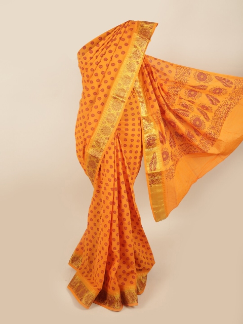 

Pothys Yellow & Red Ethnic Motifs Printed Pure Cotton Saree