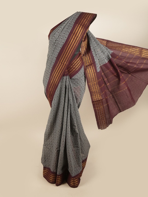 

Pothys Grey & Maroon Ethnic Motifs Pure Cotton Saree