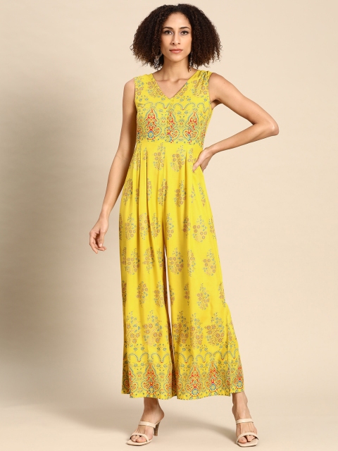 

MABISH by Sonal Jain Yellow & Orange Printed Pleated Jumpsuit