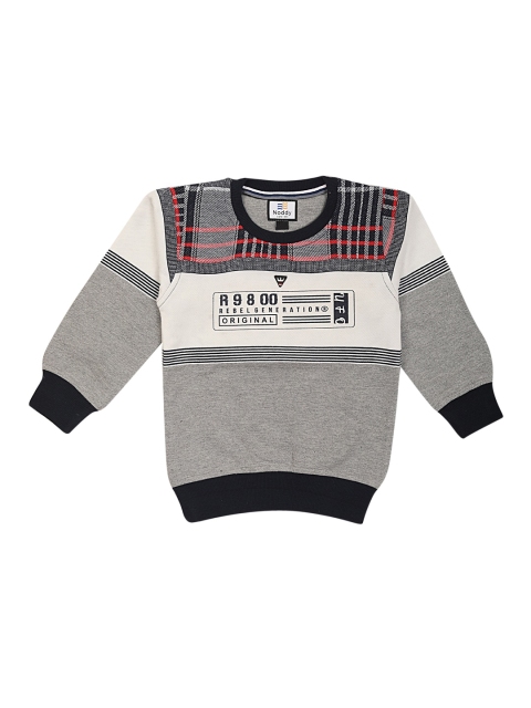 

Noddy Boys Grey & Black Printed Sweatshirt, Grey melange