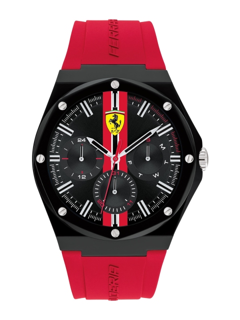 

SCUDERIA FERRARI Men Black Printed Dial & Red Straps Analogue Multi Function Watch 0830870