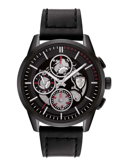 

SCUDERIA FERRARI Men Black Dial & Leather Straps Analogue Multi Function Watch 0830829