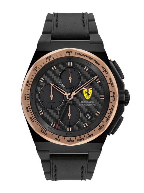 

SCUDERIA FERRARI Men Black Leather Straps Analogue Chronograph Watch 0830867