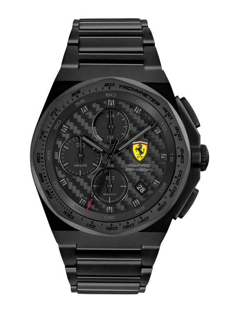 

SCUDERIA FERRARI Men Black Brass Dial Stainless Steel ASPIRE Analogue Chronograph Watch