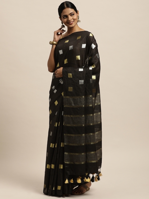 

swatika Black Silk Blend Handloom Mysore Silk Saree