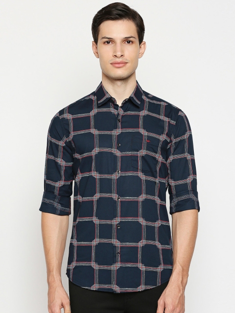 

Mufti Men Navy Blue Slim Fit Opaque Printed Pure Cotton Casual Shirt