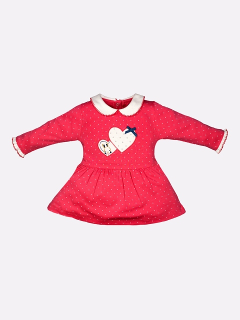 

BABY GO Girls Pink Peter Pan Collar Applique Pure Cotton Dress