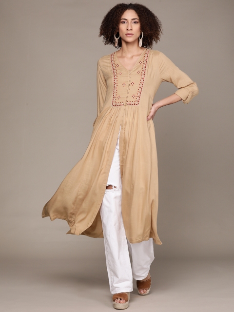 

Ritu Kumar Women Beige Ethnic Motifs Yoke Design Kurta