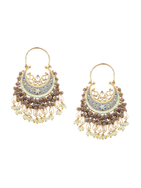 

Biba Grey & Gold-Plated Classic Chandbalis Earrings
