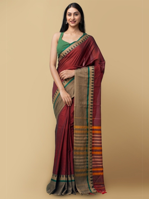 

Unnati Silks Maroon & Green Pure Cotton Kanjeevaram Saree