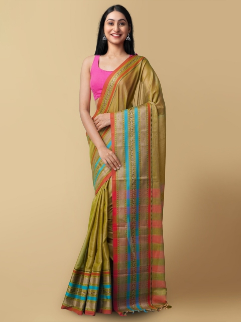 

Unnati Silks Women Green & Blue Pure Handloom Narayanpet Cotton Sustainable Saree