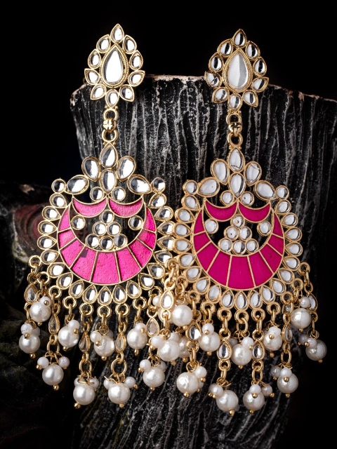 

MORKANTH JEWELLERY Woman Pink Contemporary Chandbalis Earrings