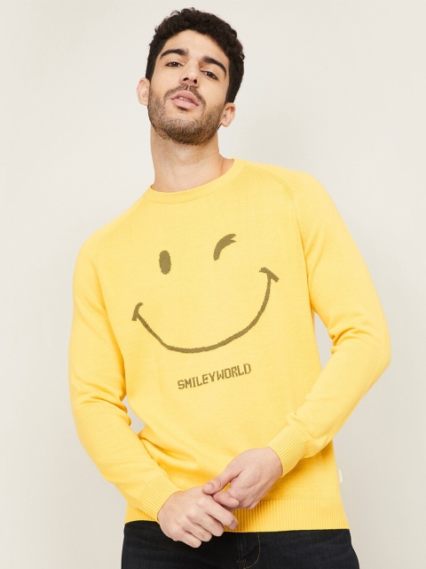 

SmileyWorld Men Yellow & Green Printed Pullover Sweater