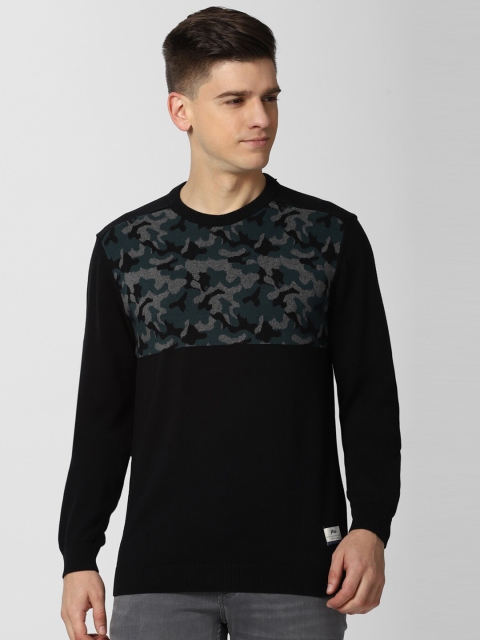 

Peter England Casuals Men Black Pure Cotton Camouflage Printed Pullover Sweater