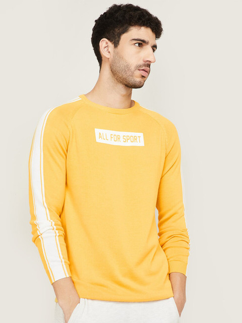 

Kappa Men Yellow & White Typography Printed Cotton Pullover Sweater