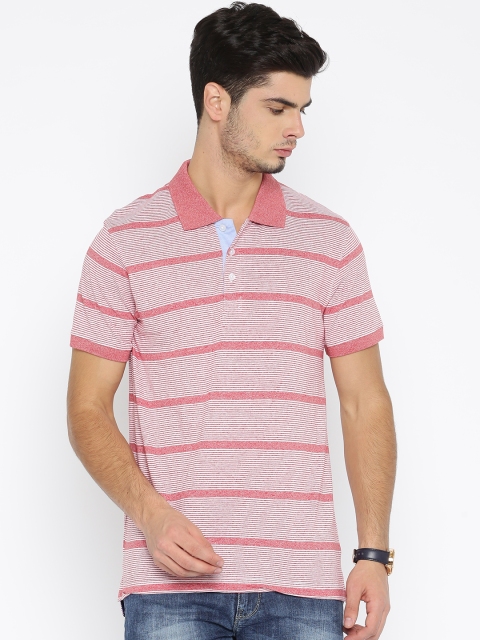 

American Crew Men Red Striped Polo T-shirt