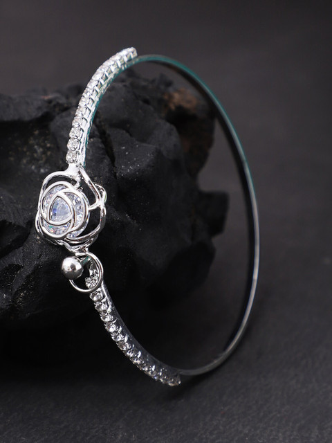 

ANIKAS CREATION Women Silver-Toned & White Brass Handcrafted Bangle-Style Bracelet