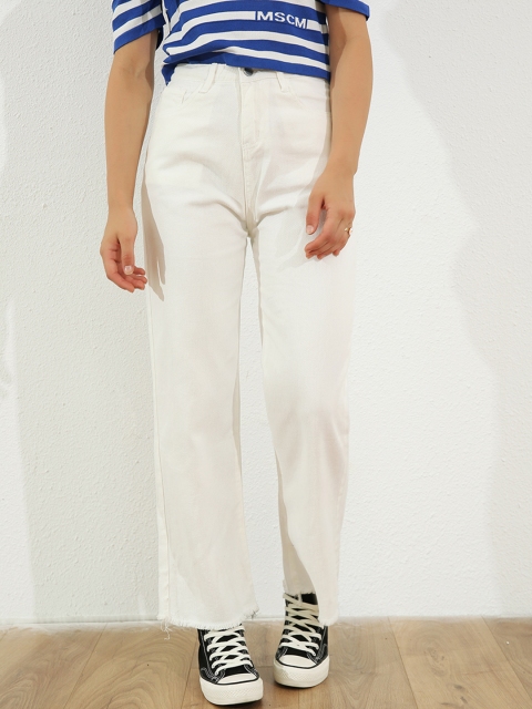 

URBANIC Women White Relaxed Fit High-Rise Jeans