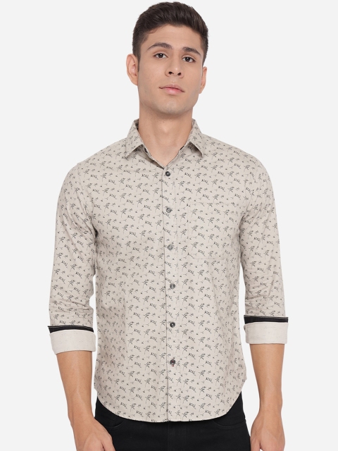 

Greenfibre Men Beige Slim Fit Floral Opaque Printed Casual Shirt