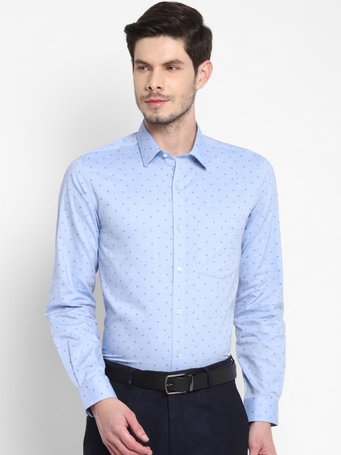 

Turtle Men Blue Slim Fit Opaque Printed Formal Shirt