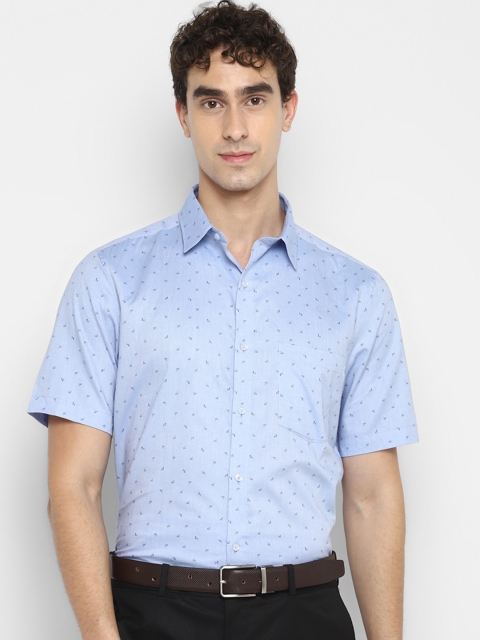 

Turtle Men Blue Opaque Cotton Printed Formal Shirt
