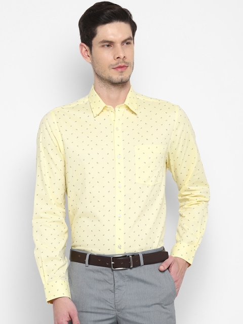 

Turtle Men Yellow Slim Fit Opaque Printed Formal Shirt