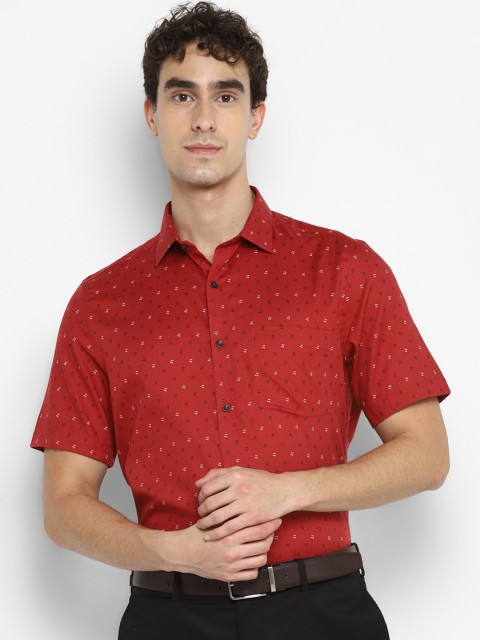 

Turtle Men Red Opaque Printed Formal Shirt