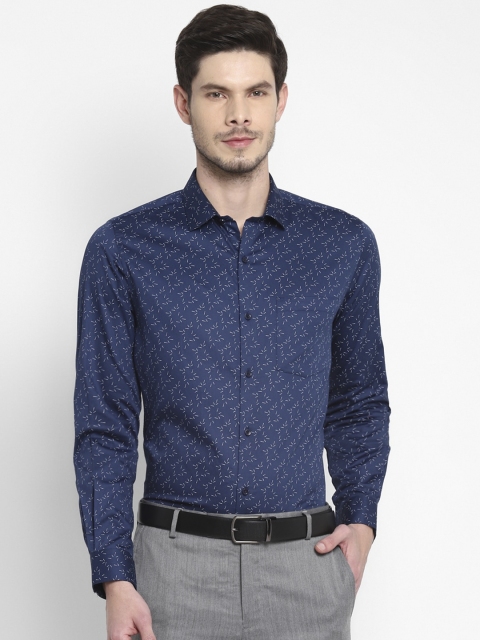 

Turtle Men Blue Slim Fit Opaque Cotton Printed Formal Shirt