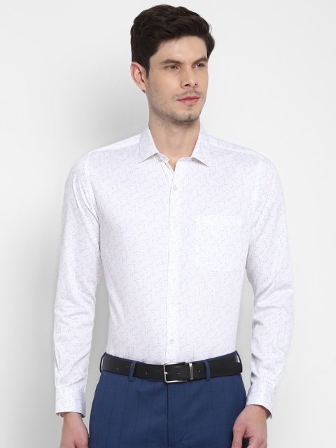 

Turtle Men White Slim Fit Opaque Printed Formal Shirt