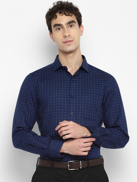 

Turtle Men Blue Grid Tattersall Checked Formal Shirt