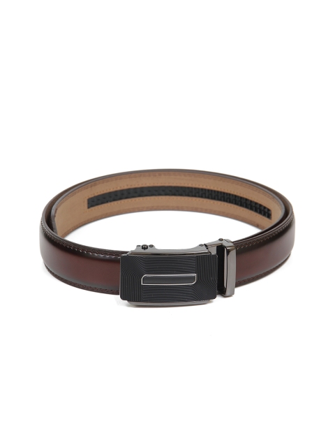 

Calvadoss Men Brown PU Textured Autoratch No Holes Belt