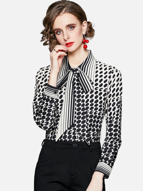 

JC Collection Women Black Opaque Printed Casual Shirt