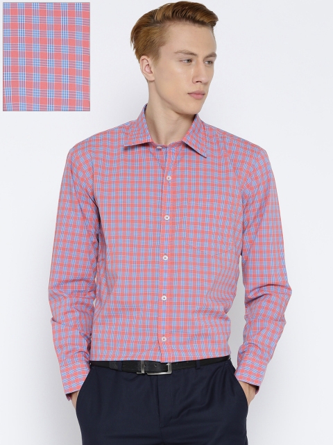 

American Crew Men Pink Slim Fit Checked Formal Shirt