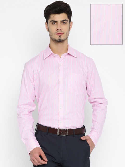 

American Crew Men Pink Slim Fit Striped Formal Shirt