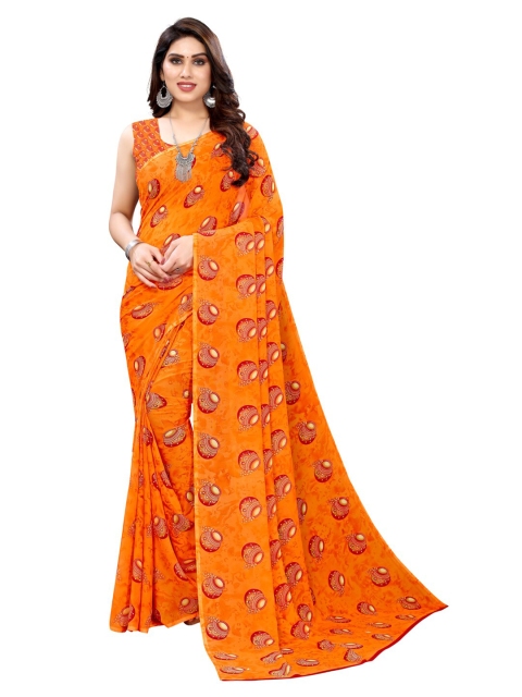 

KALINI Orange & Yellow Ethnic Motifs Printed Saree