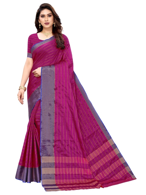 

KALINI Magenta & Blue Striped Zari Saree