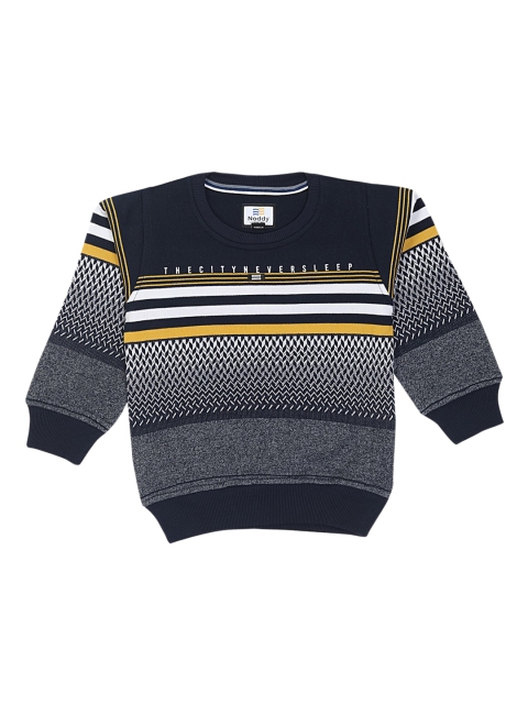 

Noddy Boys Navy Blue & White Self Design Sweatshirt